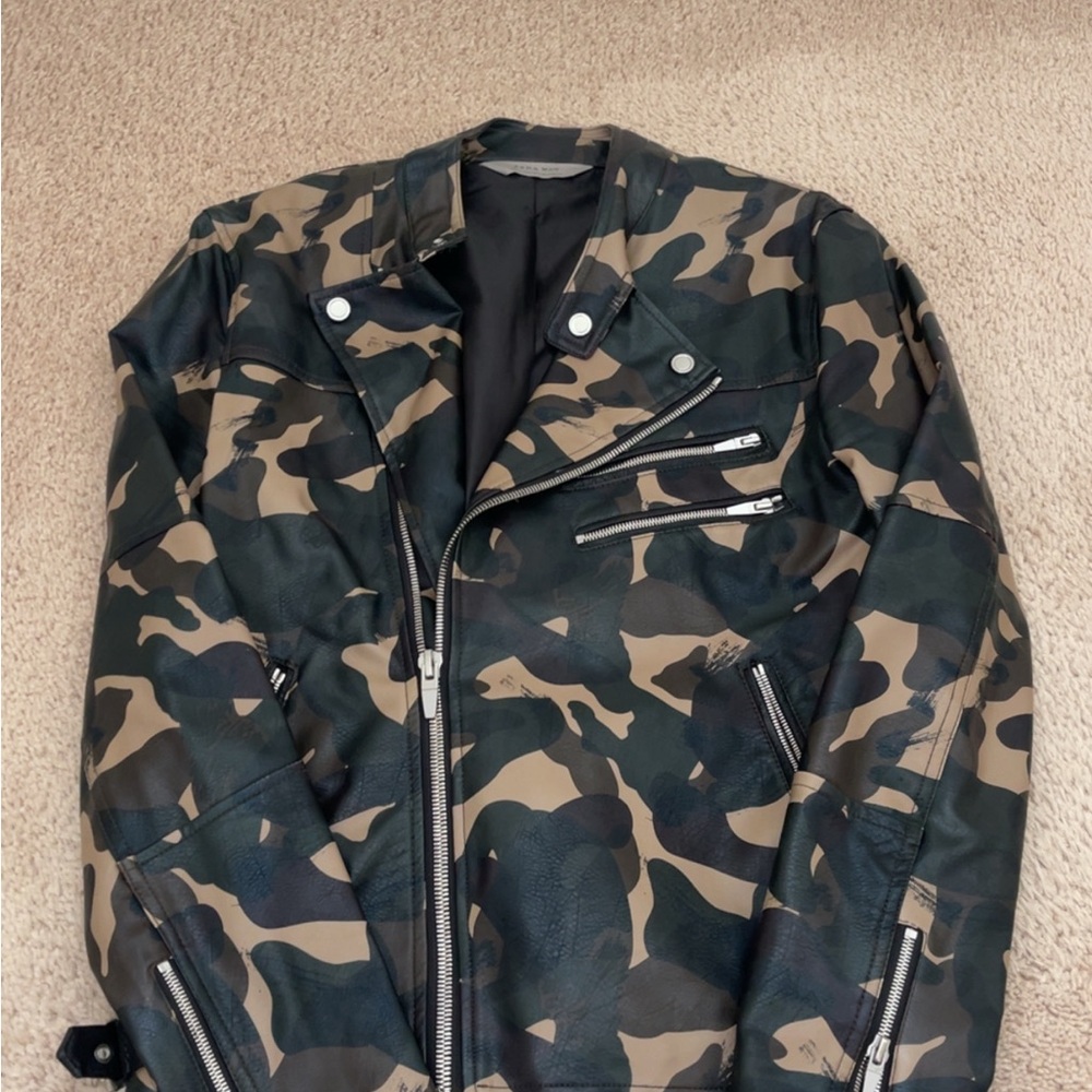 ZARA Men's Camouflage Biker Jacket